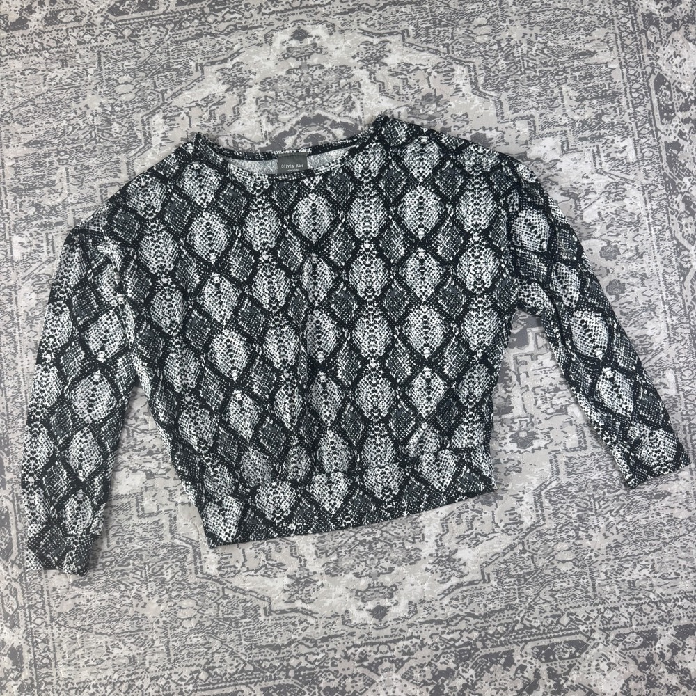 Olivia Rae Women's sz Small Snakeskin Print Long Sleeve Shirt Blouse Top Stretch